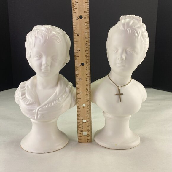 Vintage Napco Napcoware Bust Girl and Boy Statuettes - Picture 10 of 10